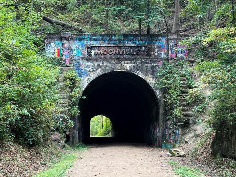  This tunnel is one of the only remaining structures of Moonville, an old railroad town in Hocking Hills.