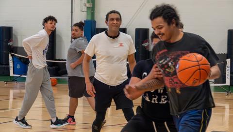 For Dan Lane (center), pickup basketball is a cherished way of life he's trying to share with the world.