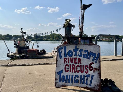 The Flotsam River Circus is floating to many Ohio River towns this season.