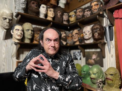 David Lady makes Halloween masks at his home in the small village of Chatfield.