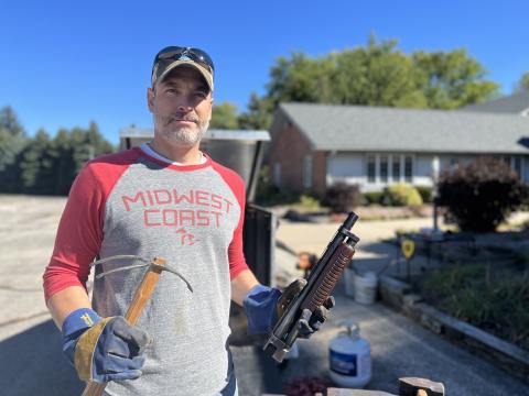 Joel Shenk, a pastor at Toledo Mennonite Church, is forging tools to live out his faith.