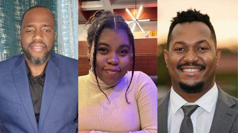 Left to right: Luckens Merzius, Virginelle Jerome, and Miguelito Jerome are radio professionals from Haiti who are now living and working in Springfield.