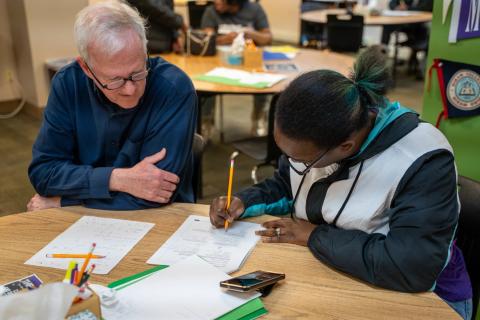 Mark Doyle of Rocky River is one of the tutors who helps learners at Seeds of Literacy.