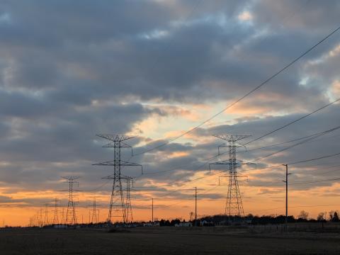 Power lines run through Oak Harbor at Davis-Besse Nuclear Power Station in Ottawa County.