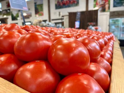 Beefsteak-style tomatoes are available at Smith Farm Market in Columbus. These perfectly-rounded uniform tomatoes were first pioneered by Ohioan Alexander Livingston in the 19th century.