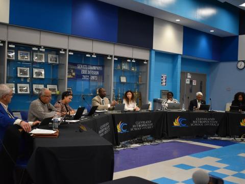 File photo of a Cleveland Metropolitan School District Board of Education meeting on February 13, 2024. School boards are the subject of a recently published study out of Miami University.
