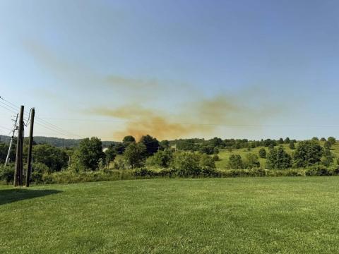 A plume of nitric oxide rose from a factory in Vinton County on June 11, 2025