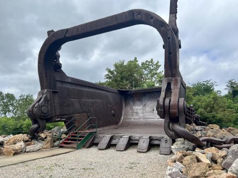 Big Muskie's bucket sits at Miners Memorial Park in McConnelsville. It could hold up to 325 tons of dirt and coal.