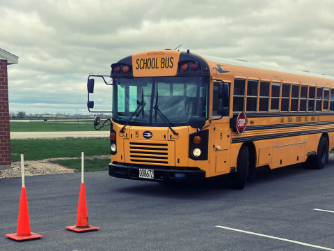A bus maneuvers through the Offset Street event at the Northwest Ohio Regional Safety Road-E-O, one of the competitions that feed into the statewide event each year.