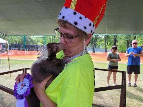 Deb Cipriani holds Charlie, who was crowned Skunk Fest royalty in 2022. The celebration of skunks has now been going on for over two decades.