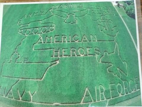 The Riehm Produce Farm corn maze, as seen from above.
