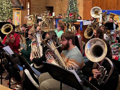 At special holiday concerts across Ohio, tuba, baritone and euphonium players take the center stage.