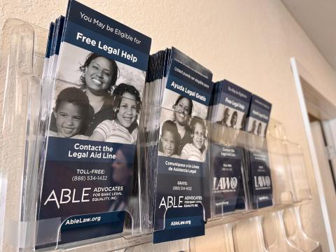 Pamphlets line the walls of the ABLE legal aid office in Defiance.
