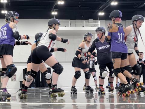 Members of the Gem City Roller Derby's B Team in Dayton were placed against the Louisville Roller Derby's A team on June 27, kicking off the home games before their C team closed the tournament.